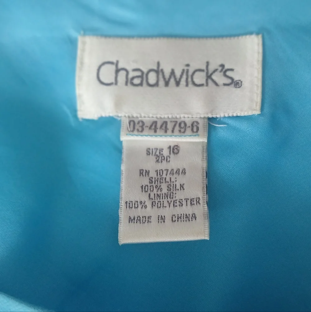 Vintage Chadwicks 100% Silk Aqua Sleeveless Midi Sheath Dress - Picture 3 of 9